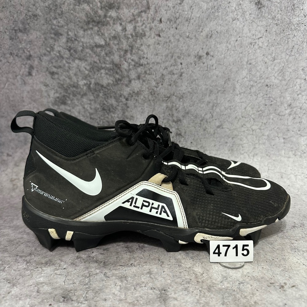 Nike Alpha Menace 3 Shark Football Cleats Mens 10 Black White CV0582-001 Mid Top